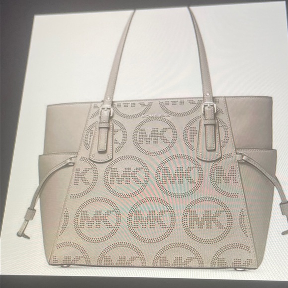 Michael Kors Beige Perforated Tote - Picture 1 of 7